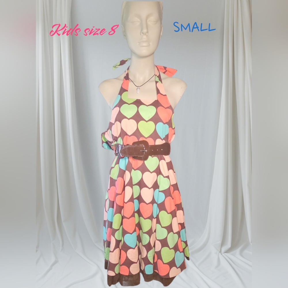 Colorful Heart Pattern Kids Dress